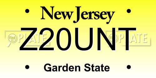Z20UNT New Jersey License Plate
