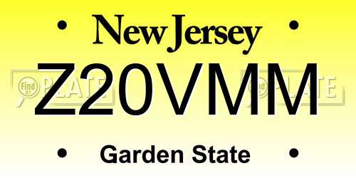Z20VMM New Jersey License Plate
