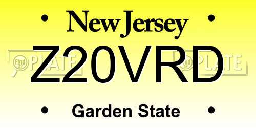 Z20VRD New Jersey License Plate