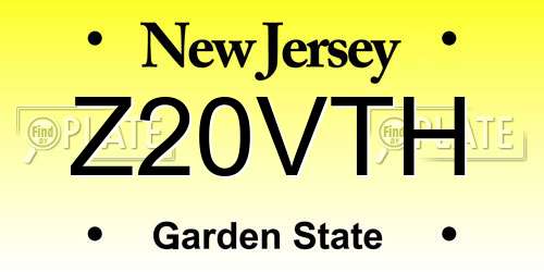 Z20VTH New Jersey License Plate