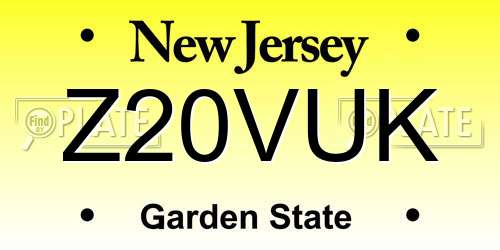 Z20VUK New Jersey License Plate