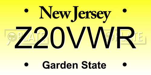 Z20VWR New Jersey License Plate