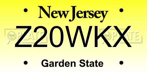 Z20WKX New Jersey License Plate