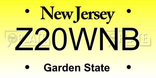 Z20WNB New Jersey License Plate