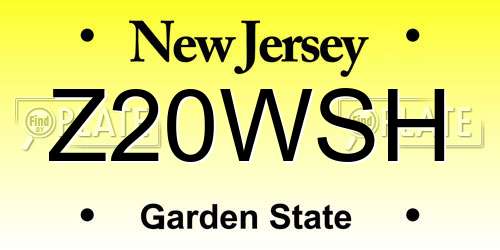 Z20WSH New Jersey License Plate