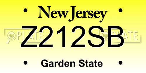 Z212SB New Jersey License Plate
