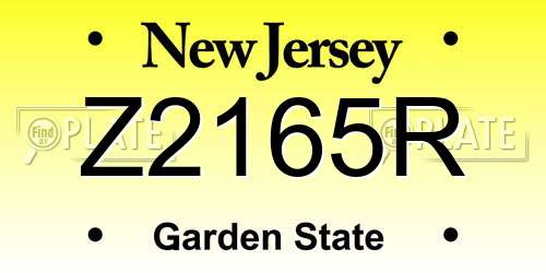 Z2165R New Jersey License Plate
