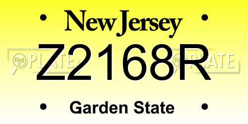Z2168R New Jersey License Plate