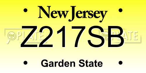 Z217SB New Jersey License Plate