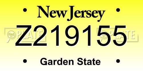 Z219155 New Jersey License Plate