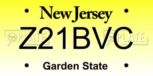 Z21BVC New Jersey License Plate