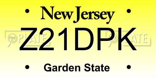 Z21DPK New Jersey License Plate
