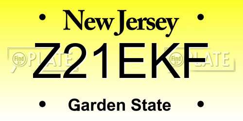 Z21EKF New Jersey License Plate