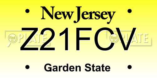 Z21FCV New Jersey License Plate