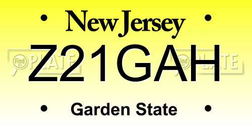 Z21GAH New Jersey License Plate