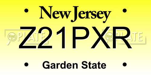 Z21PXR New Jersey License Plate