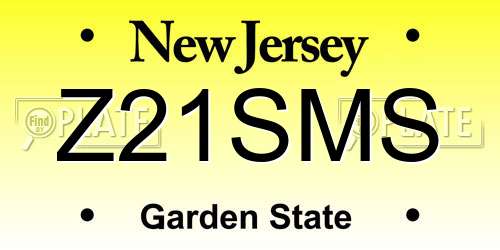 Z21SMS New Jersey License Plate