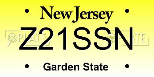Z21SSN New Jersey License Plate