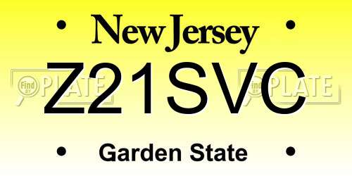 Z21SVC New Jersey License Plate