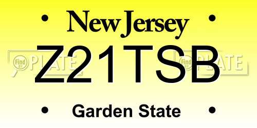 Z21TSB New Jersey License Plate