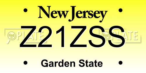 Z21ZSS New Jersey License Plate