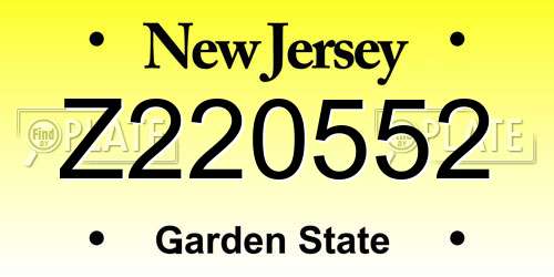 Z220552 New Jersey License Plate