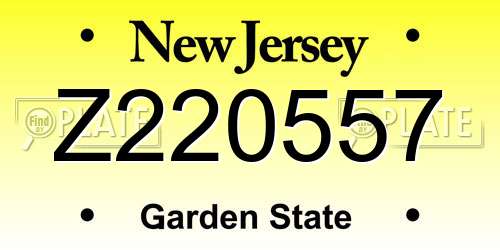 Z220557 New Jersey License Plate