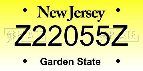 Z22055Z New Jersey License Plate