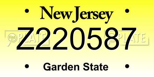 Z220587 New Jersey License Plate