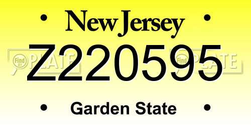 Z220595 New Jersey License Plate