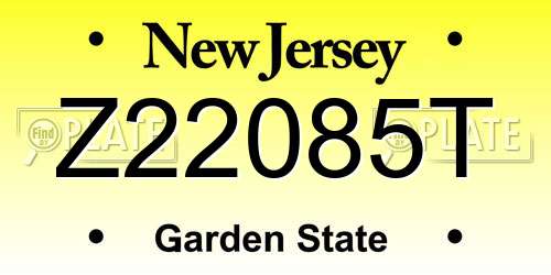 Z22085T New Jersey License Plate