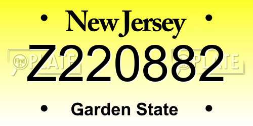 Z220882 New Jersey License Plate