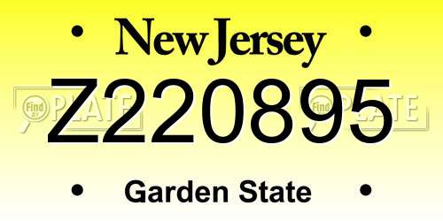 Z220895 New Jersey License Plate