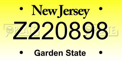 Z220898 New Jersey License Plate
