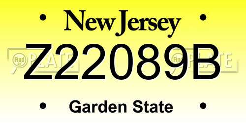 Z22089B New Jersey License Plate