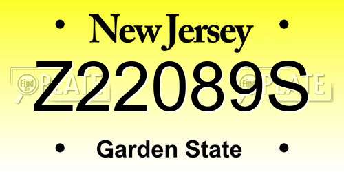 Z22089S New Jersey License Plate