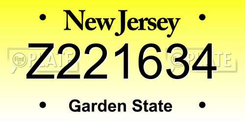 Z221634 New Jersey License Plate