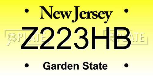 Z223HB New Jersey License Plate