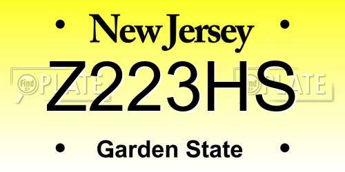 Z223HS New Jersey License Plate