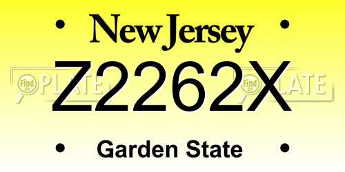 Z2262X New Jersey License Plate