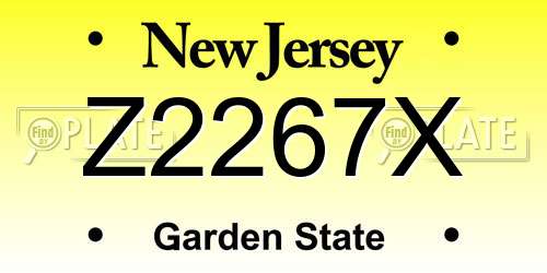 Z2267X New Jersey License Plate