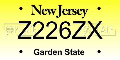 Z226ZX New Jersey License Plate