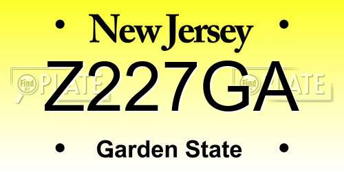 Z227GA New Jersey License Plate