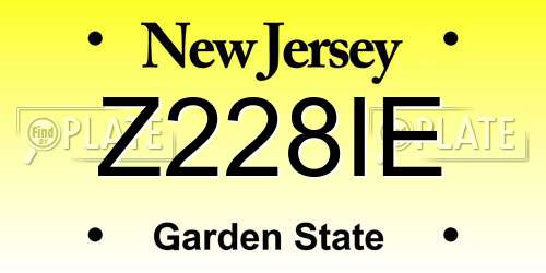 Z228IE New Jersey License Plate