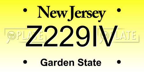 Z229IV New Jersey License Plate