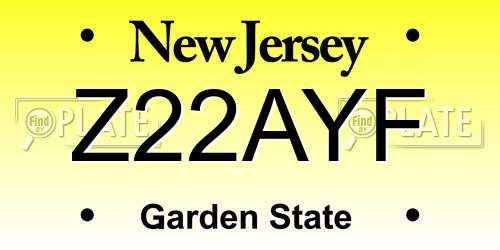 Z22AYF New Jersey License Plate