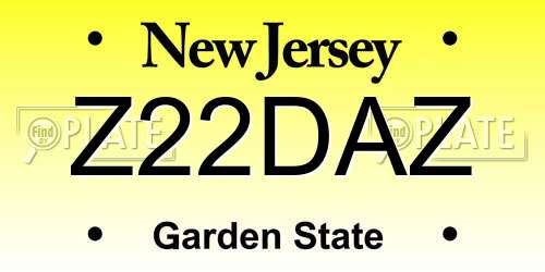 Z22DAZ New Jersey License Plate