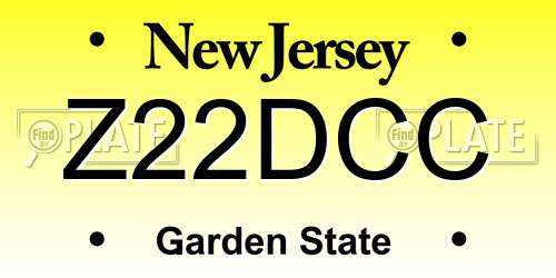 Z22DCC New Jersey License Plate