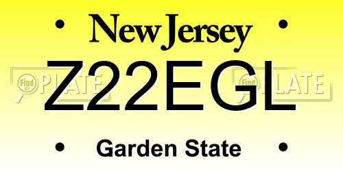 Z22EGL New Jersey License Plate
