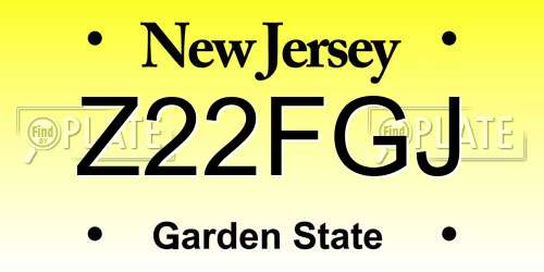 Z22FGJ New Jersey License Plate